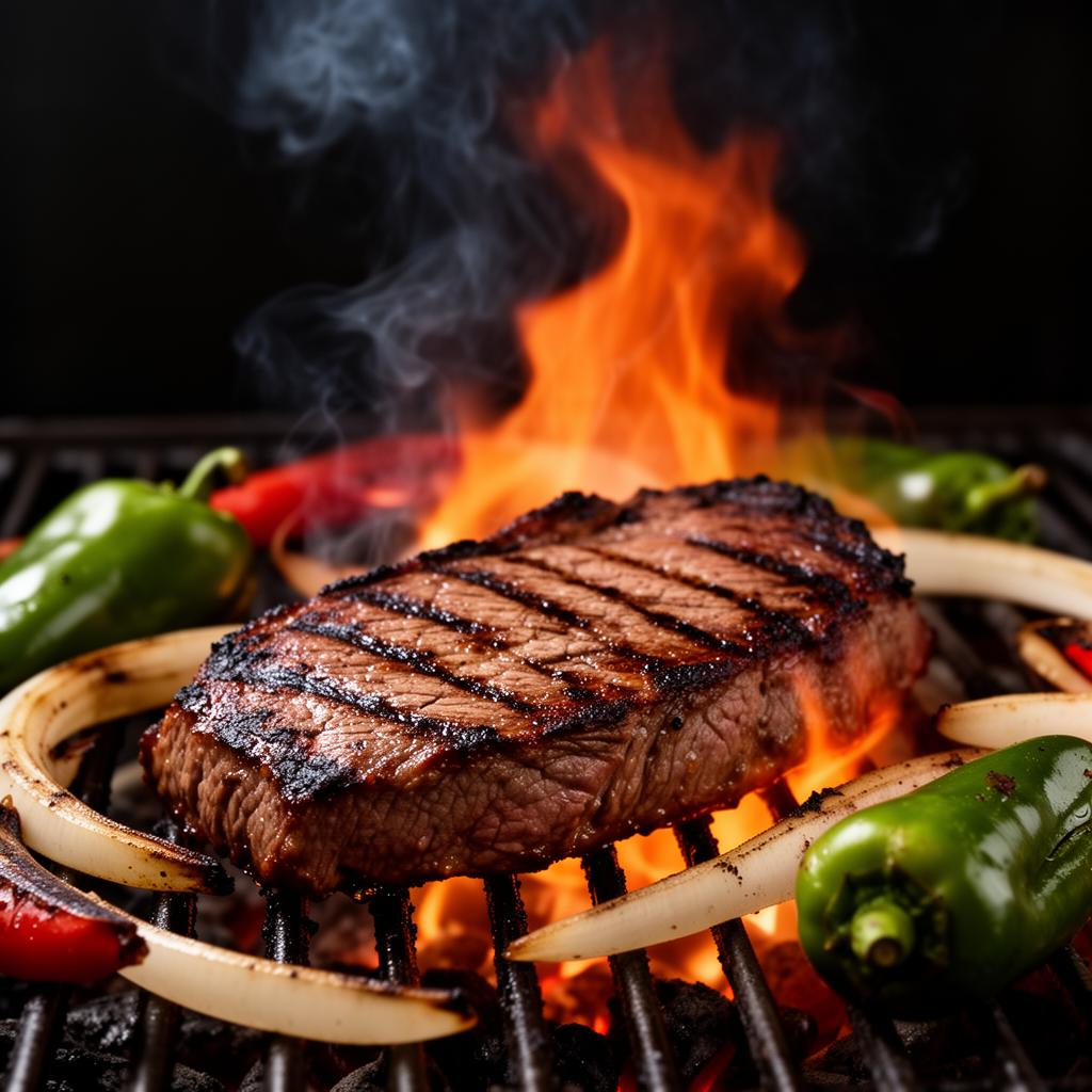 Carne asada on the grill